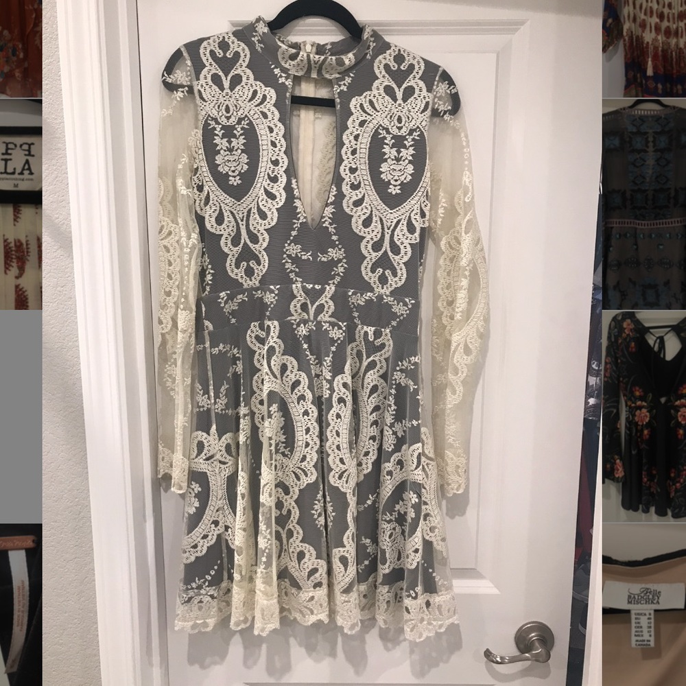 LOVE AND LEMONS WHITE LACE DRESS LARGE